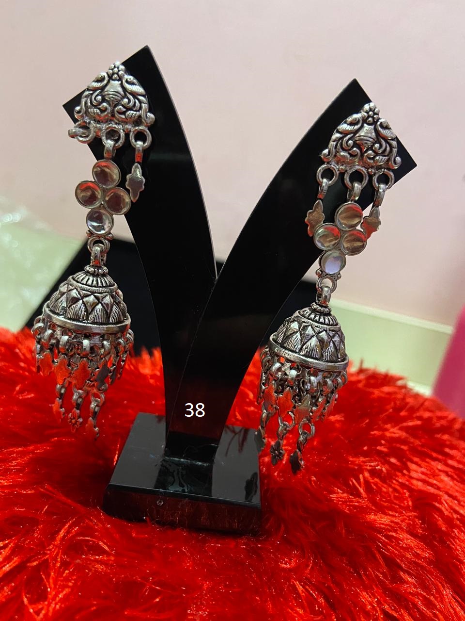 silver jhumki earings